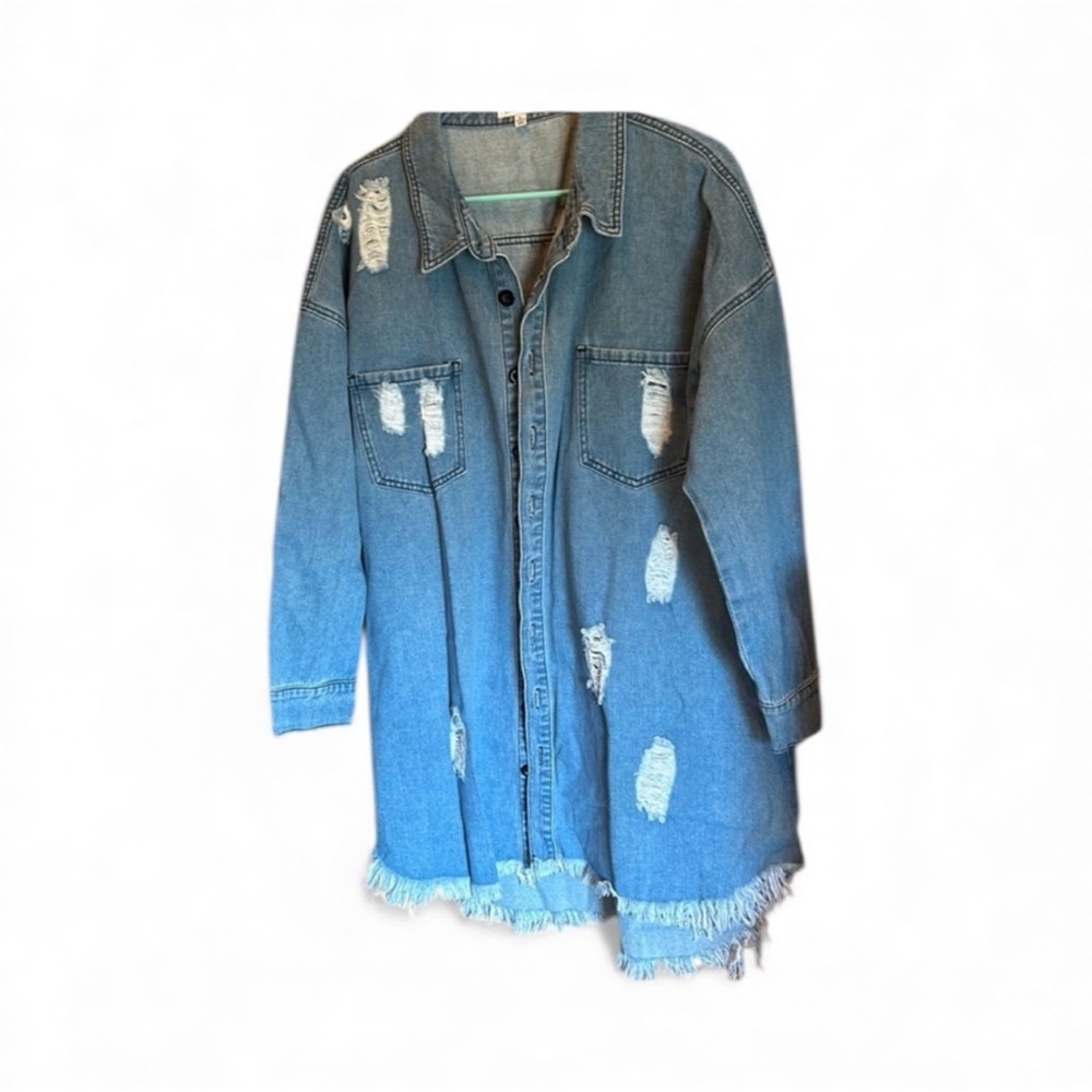 New no tags White Birch New-No tags Distressed Denim Jacket Large - Picture 3 of 7